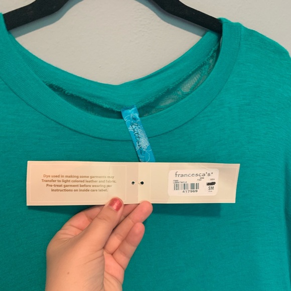 NWT Buttons Francescas Teal Lace Long Sleeve Top S - Picture 7 of 9